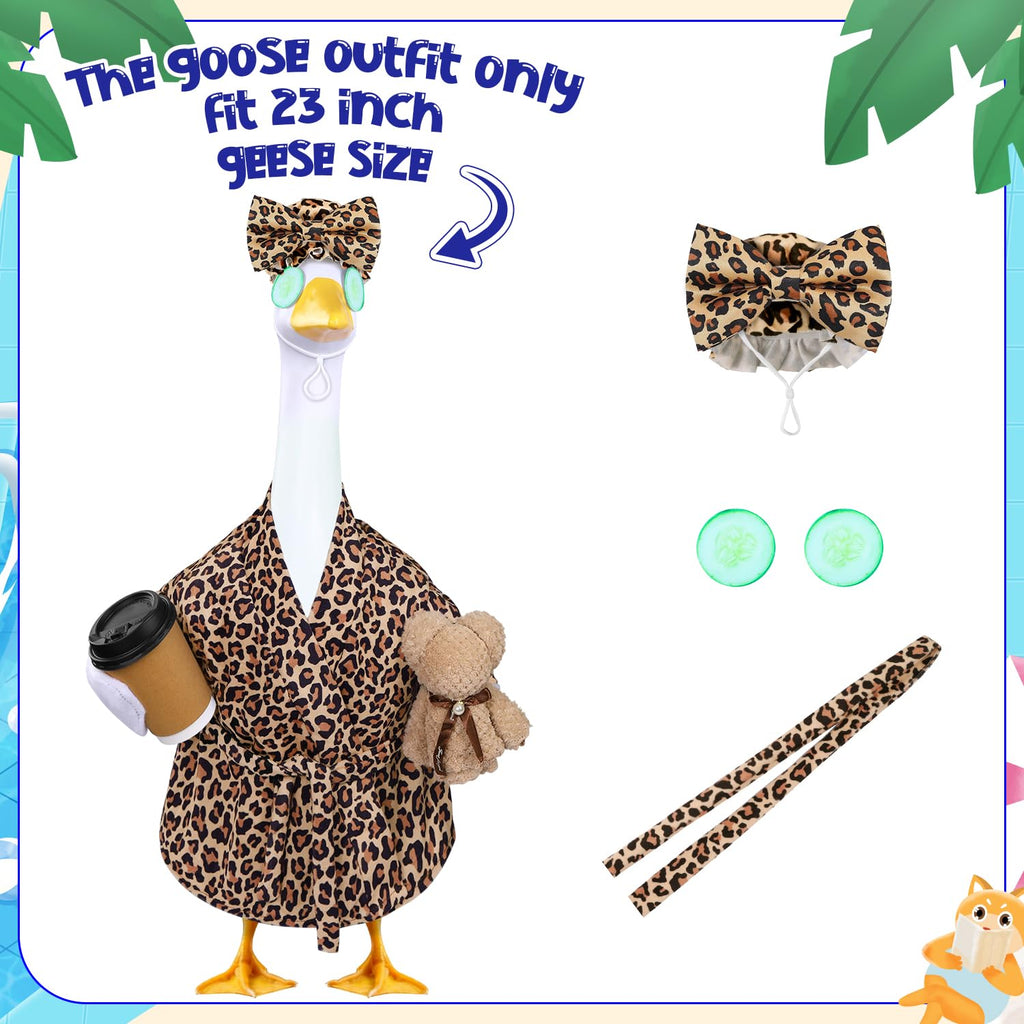 Lady Goose Outfits Brown Leopard Bathrobe Goose Costume for Outdoor Decor