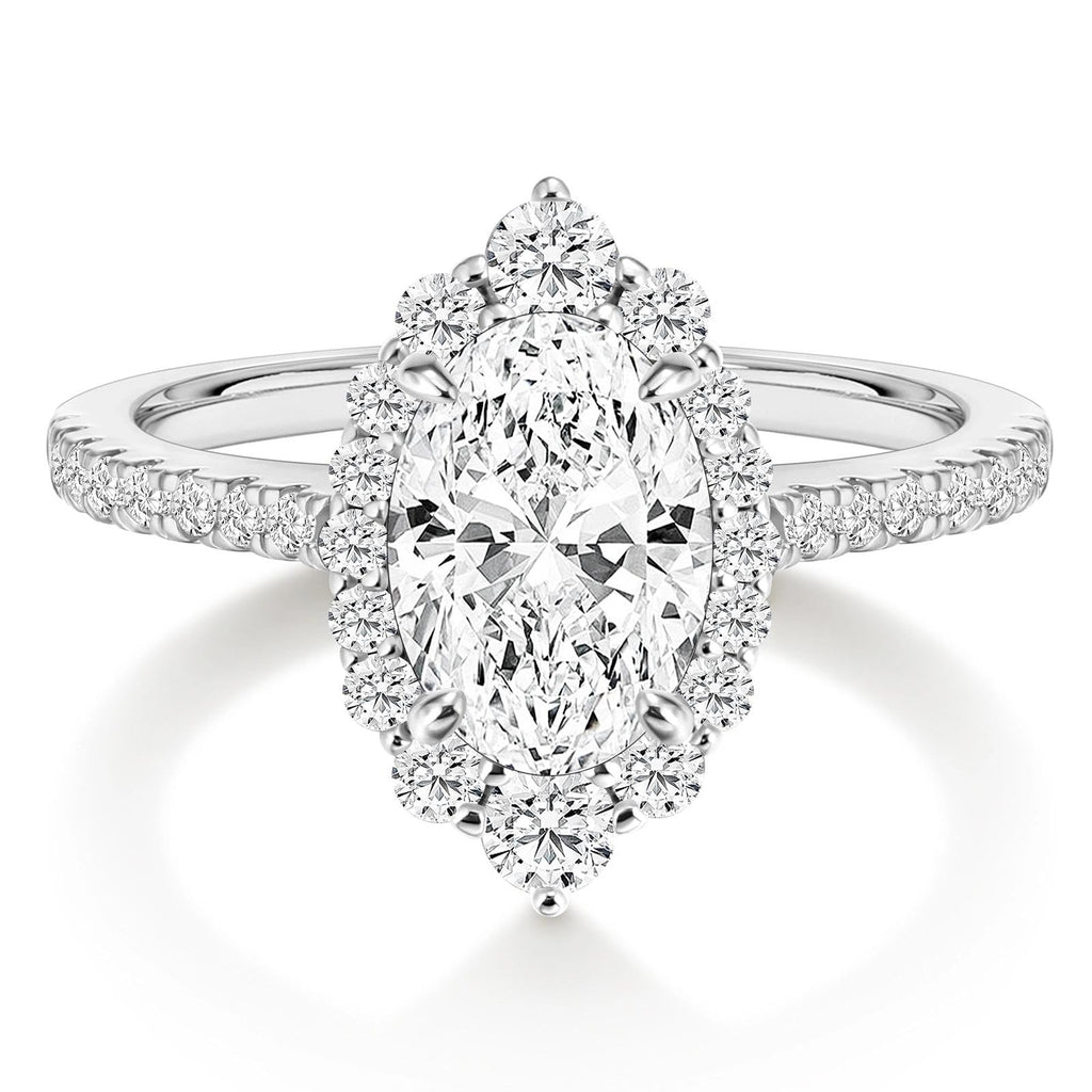EAMTI 3CT Oval Cut CZ Engagement Rings for Women Halo Wedding Band Size 9
