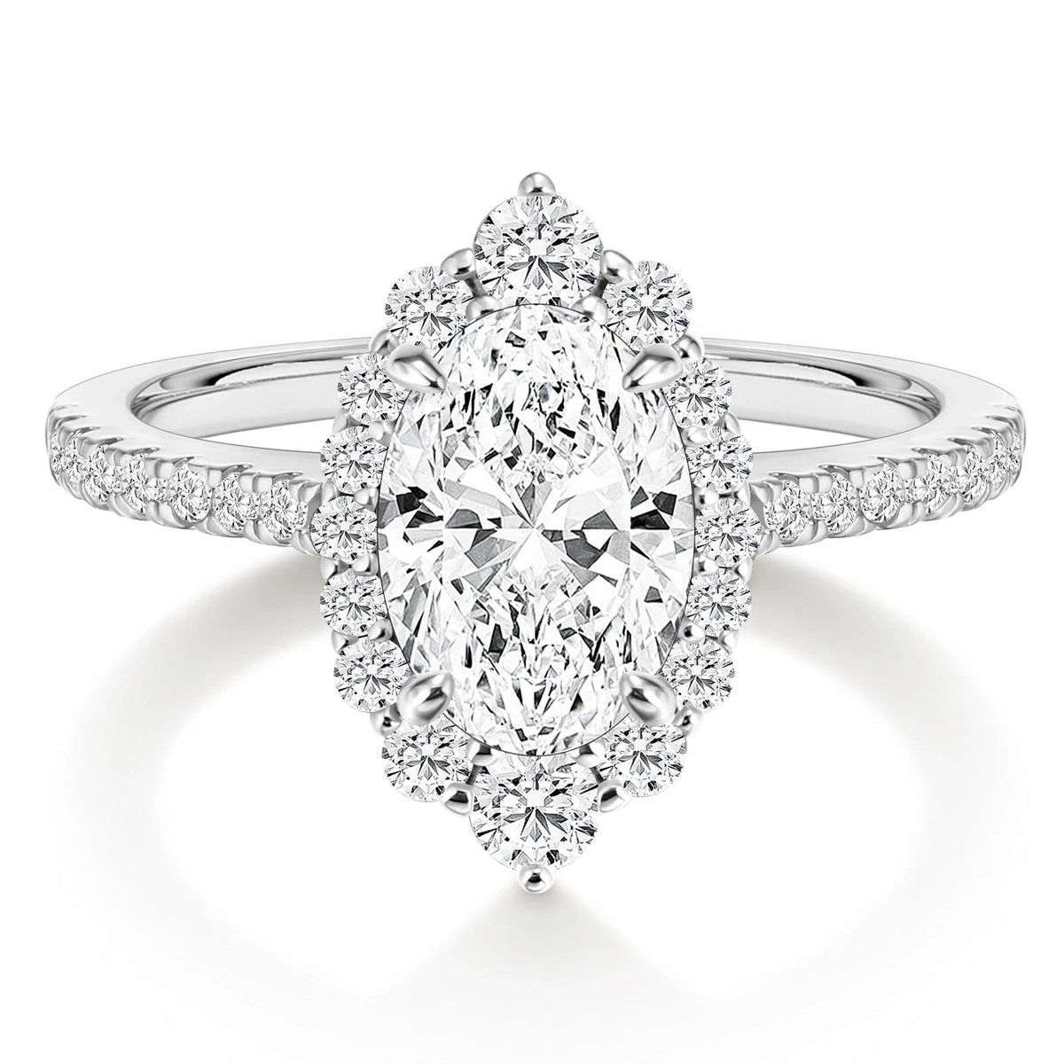 EAMTI 3CT Oval Cut CZ Engagement Rings for Women Halo Wedding Band Size 9