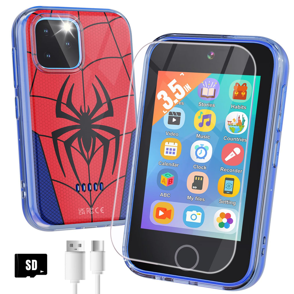 Byserten Kids Phone 3.5'' Touchscreen with Dual Camera & Learning Games