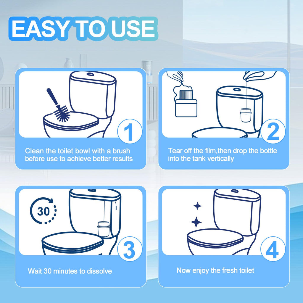 KIISIISO Toilet Bowl Cleaners-6 Pack, Automatic Toilet Tank Cleaner Tablets in Bottles, Long-Lasting Powerful Cleaning, Prevents Bathroom Stain & Odors Build Up, Septic Safe, Blue Water