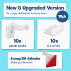 Benny Bradley's Invisible Adhesive Cabinet Locks, White, 10 Pack