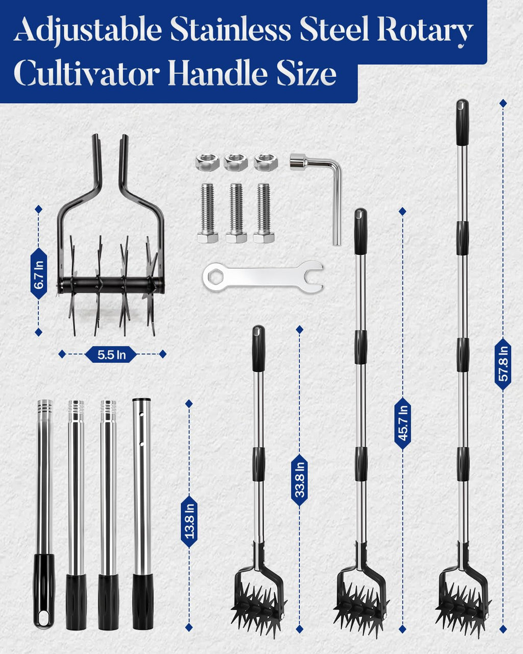 Joyhalo Rotary Cultivator Garden Tool Manual Hand Tiller