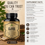 Cloves Capsules - Natural Dietary Supplement - Rich in Vitamins, Minerals, Manganese, Fiber - May Help Strengthen Bones, Promote Digestive Function, Antioxidant Support - 100 Caps