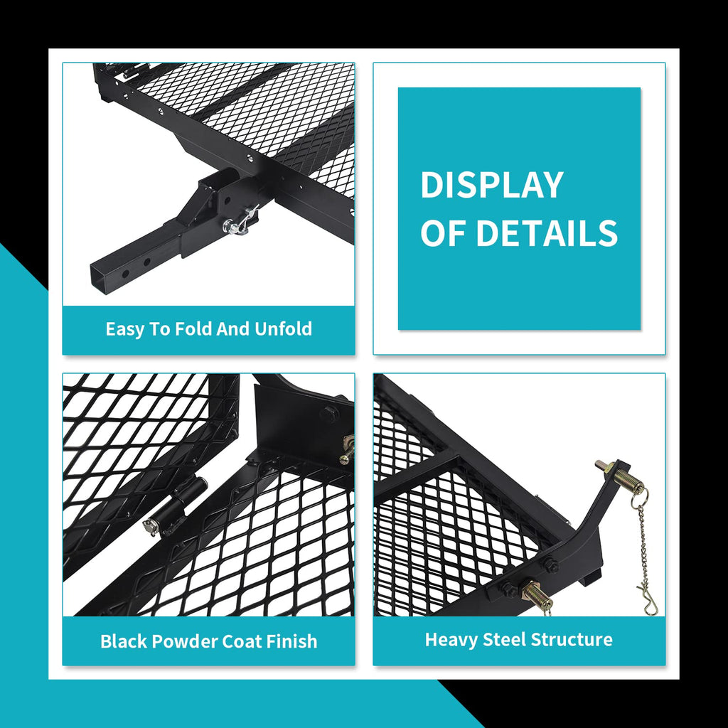 New Mobility Carrier Ramp Hitch Mounted 46.2 x 26.8 x 38.7 500 lbs for Wheelchair Electric Scooter Medical Disability with Rack Ramp Capacity Steel w/3" Rail Fit 2" Hitch Receiver SUV Truck Van Car