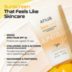 Anua, Zero-Cast Moisturizing Sunscreen SPF 50, Glow Natural Sunscreen for face, No White Cast, Hyaluronic Acid, Niacinamide, Oil-Free, KPop Demon Hunters, Korean Skincare, 1.69 fl oz