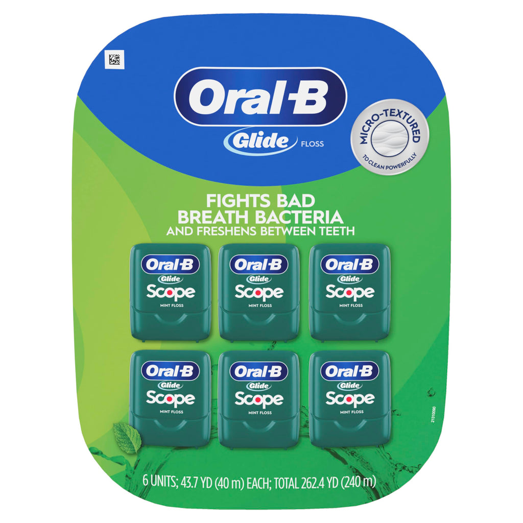Oral-B Glide Dental Floss, Scope Mint Flavor, 40 m, Pack of 6
