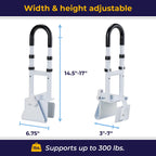 Drive Medical Adjustable Bathtub Grab Bar & Bathtub Safety Rail - Easy Clamp-On Installation - Durable Powder-Coated Steel Construction - Adjustable Height 14” to 17” - Scratch Proof Non-Slip Pads