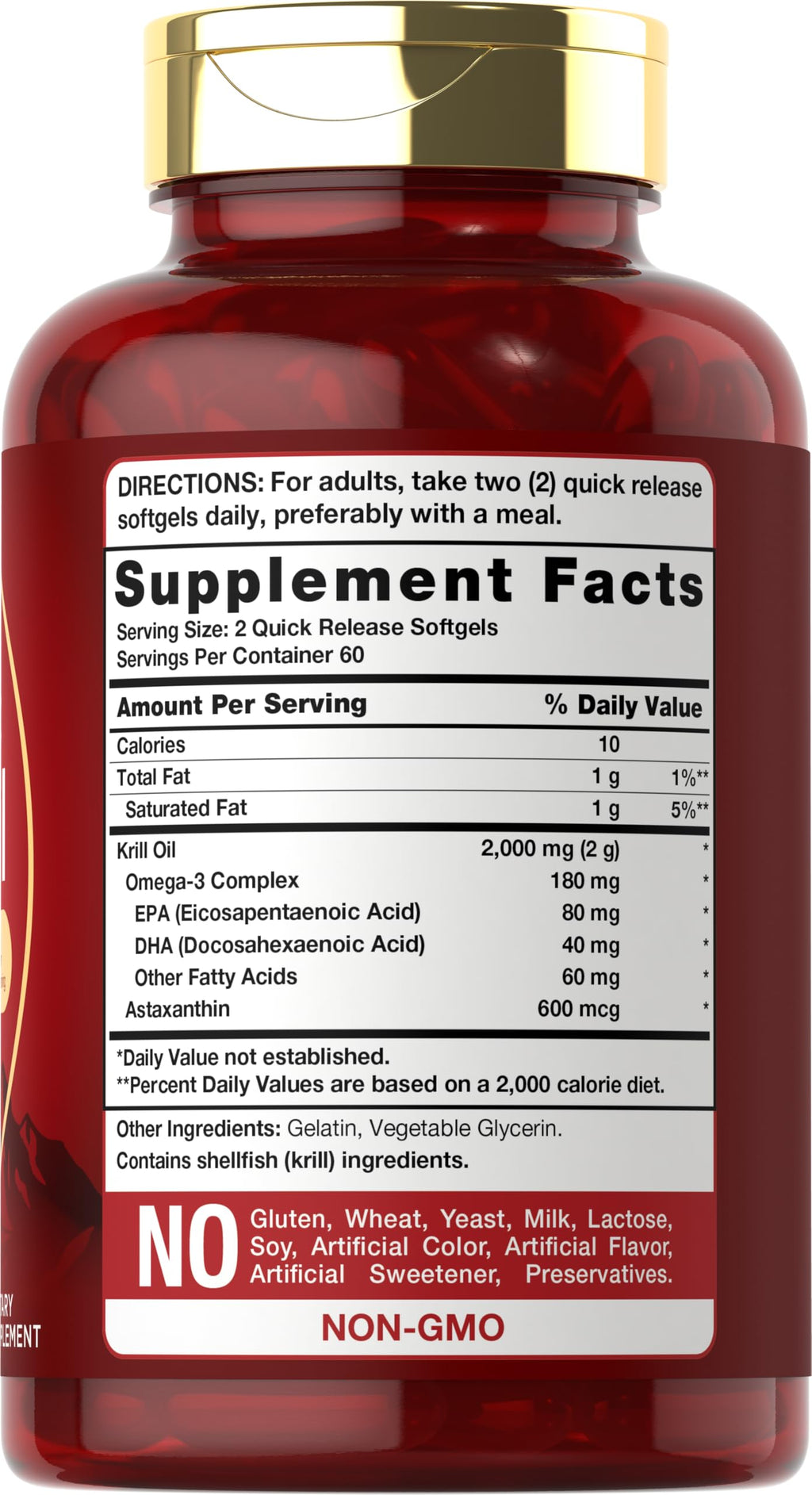 Carlyle Antarctic Krill Oil 2000 mg 120 Softgels | Omega-3 EPA, DHA, with Astaxanthin Supplement Sourced from Red Krill | Maximum Strength | Laboratory Tested
