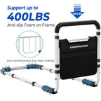 Bed Rails for Elderly Adults Safety - 2026 Upgrade - ASTM Compliant, Adjustable Bed Cane with Non-Slip Ergonomic Handle & Storage Pocket, Bed Railings for Seniors Load 400 LBS, Tool-Free Assembly