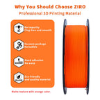 ZIRO Matte PLA Filament 1.75mm, Pure Color No-Shine 3D Printer Filament, High Toughness 3D Printing Material, Military Orange (Matte)