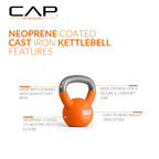 CAP Barbell 10 LB Neoprene Coated Cast Iron Kettlebell - Orange
