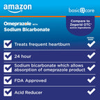 Amazon Basic Care Omeprazole and Sodium Bicarbonate Capsules, 20 mg/1100 mg, 24-Hour Acid Reducer, Frequent Heartburn Relief, 42 Count (Pack of 2)