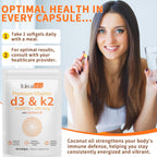 MXCZBSM 2 Bag Vitamin D3 K2 Supplement Softgel, Vitamin D3 K2 Softgel with 10000 IU Supports Immune, Heart, Teeth & Bone Health, Free of GMO, Gluten, Soy