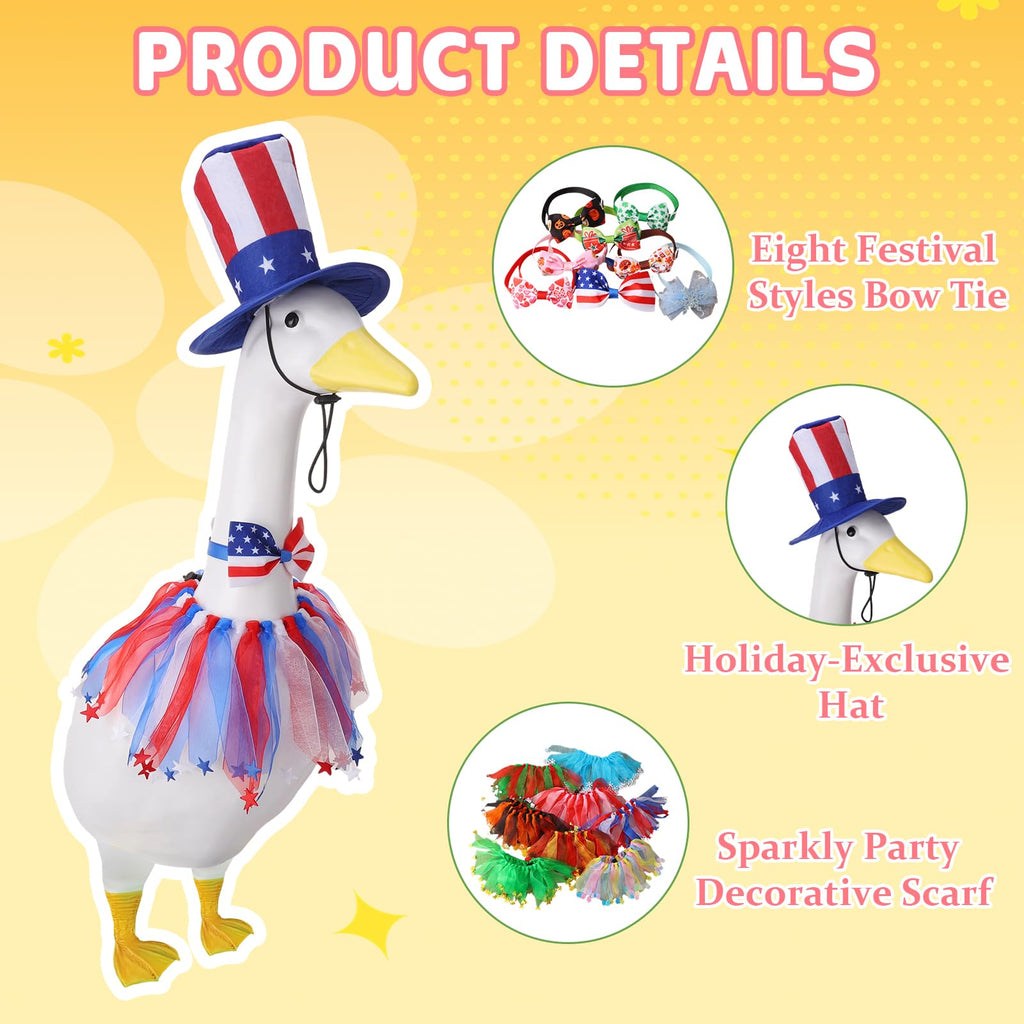 ZhouBoat 8 Set Holiday Goose Outfit 23"/17" Cement Goose Clothes Costume for Porch Garden Yard Decor July 4th Halloween Thanksgiving Christmas Winter Easter Valentine Carnival Patio Yard Lawn