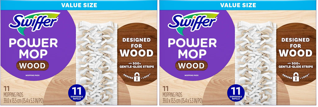 Swiffer PowerMop Wood Mopping Pad Refills for Floor Cleaning, 11 Count (Pack of 2)