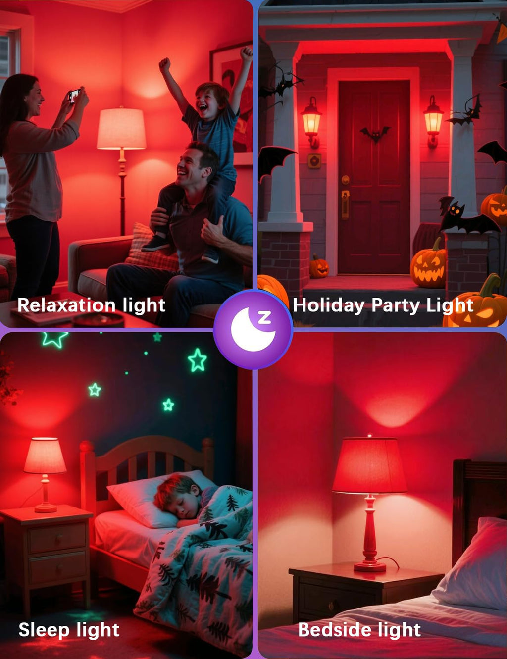 Angyues 630nm Red Sleep Bulb Dimmable, 100% Blue Light Blocking, Promotes Melatonin Production, E26 A15 LED 5W Red Dim Night Light for Baby's Bedroom, Sleeping, 4Pack