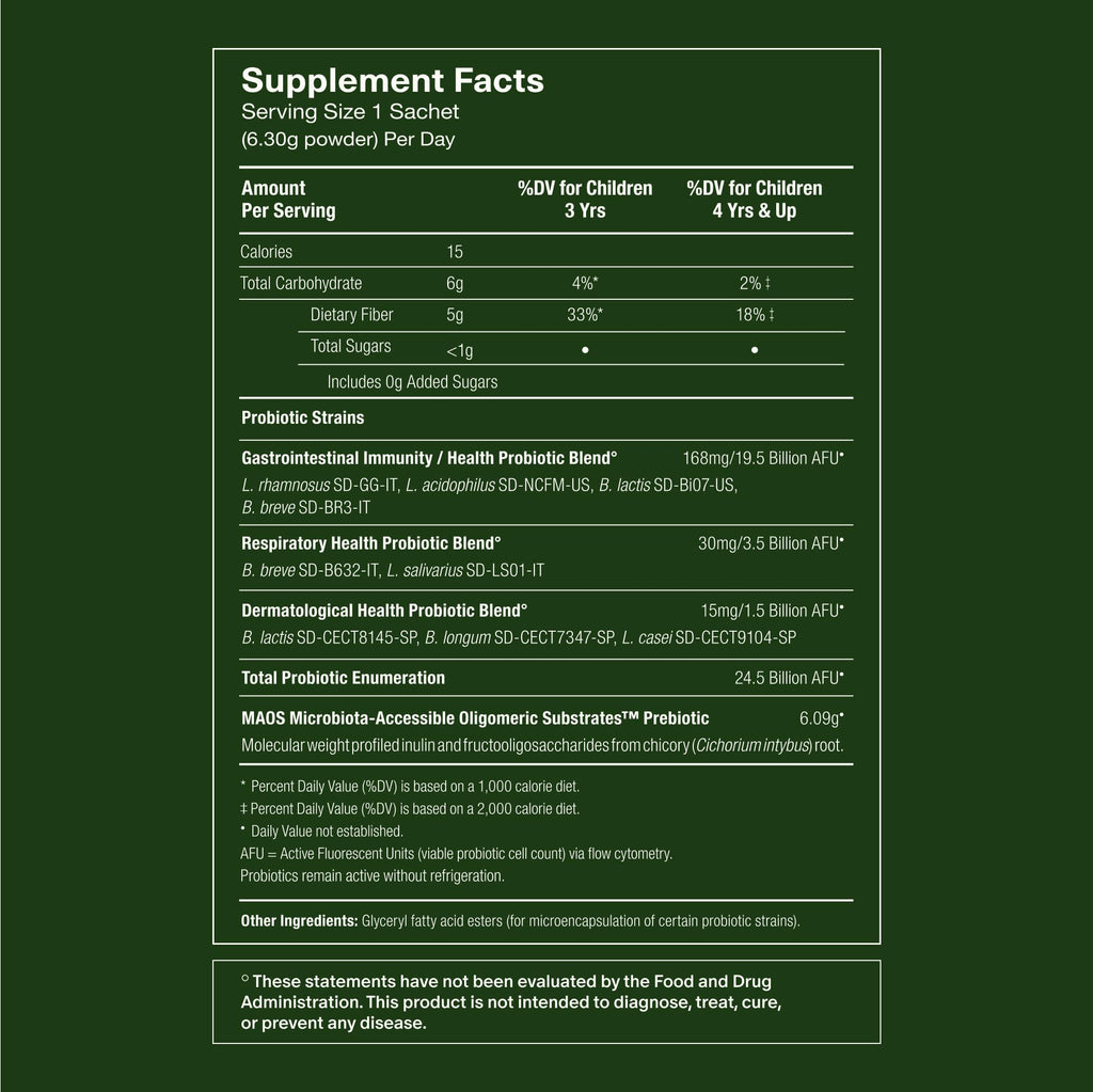 Seed PDS-08 Pediatric Daily Synbiotic - Fiber-Based Prebiotic & Probiotic for Kids - Digestive Health, Regularity, Constipation Relief - Ages 3-17 - Vegan and Shelf-Stable - 30 Sachets (30-Day Supply)
