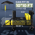 HIKEMOON Double Decker Collapsible Wagon with Extended Tailgate, Black