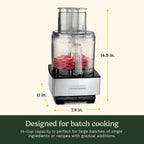 Cuisinart Food Processor, 14-Cup Vegetable Food Chopper for Mincing, Dicing, Shredding, Puree & Kneading Dough, 720-Watt Motor, Stainless Steel, DFP-14BCNY