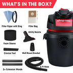 Shop-Vac 5760288 2.5 Gallon Wet/Dry Vacuum, 2.5 Peak HP, 1.25 Inch Diameter x 4 Ft Hose, Portable Compact Design
