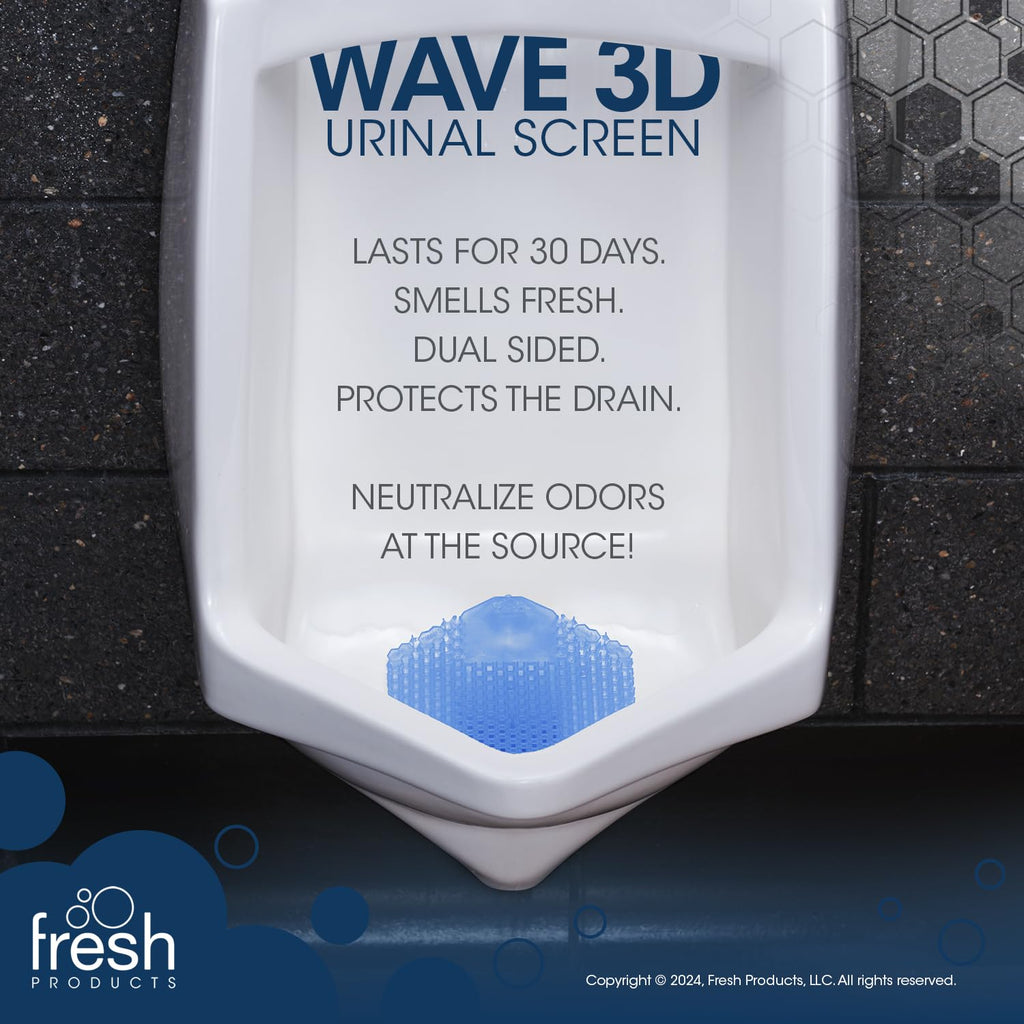 Fresh Products Wave 3D Urinal Screen Virtually Eliminates Urine Splash 30 Day Use Easy Installation Beneficial Bacteria Consistent Fragrance Made in the USA 10pk Urinal Screens Cotton Blossom