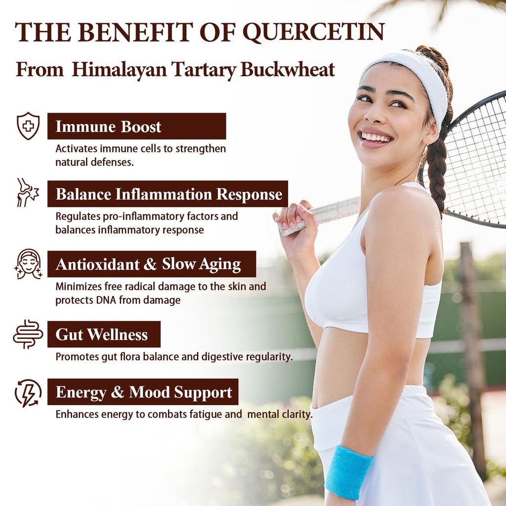 Nokuba Himalayan Tartary Buckwheat Supplement with Quercetin, Zinc, Rutin, Vitamin C, D, Curcumin for Immune Support & Antioxidant & Gut Health - 240 Vegan Capsules