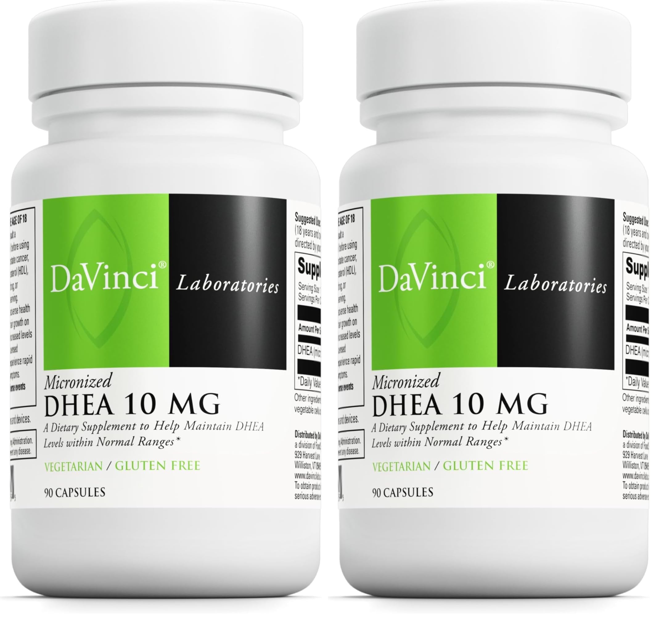 DAVINCI Labs Micronized DHEA 10mg - Helps to Support Healthy Aging, Hormone Balance, Brain Health, Thyroid Function & More - Vegetarian, Gluten-Free - 90 Capsules (Pack of 2)