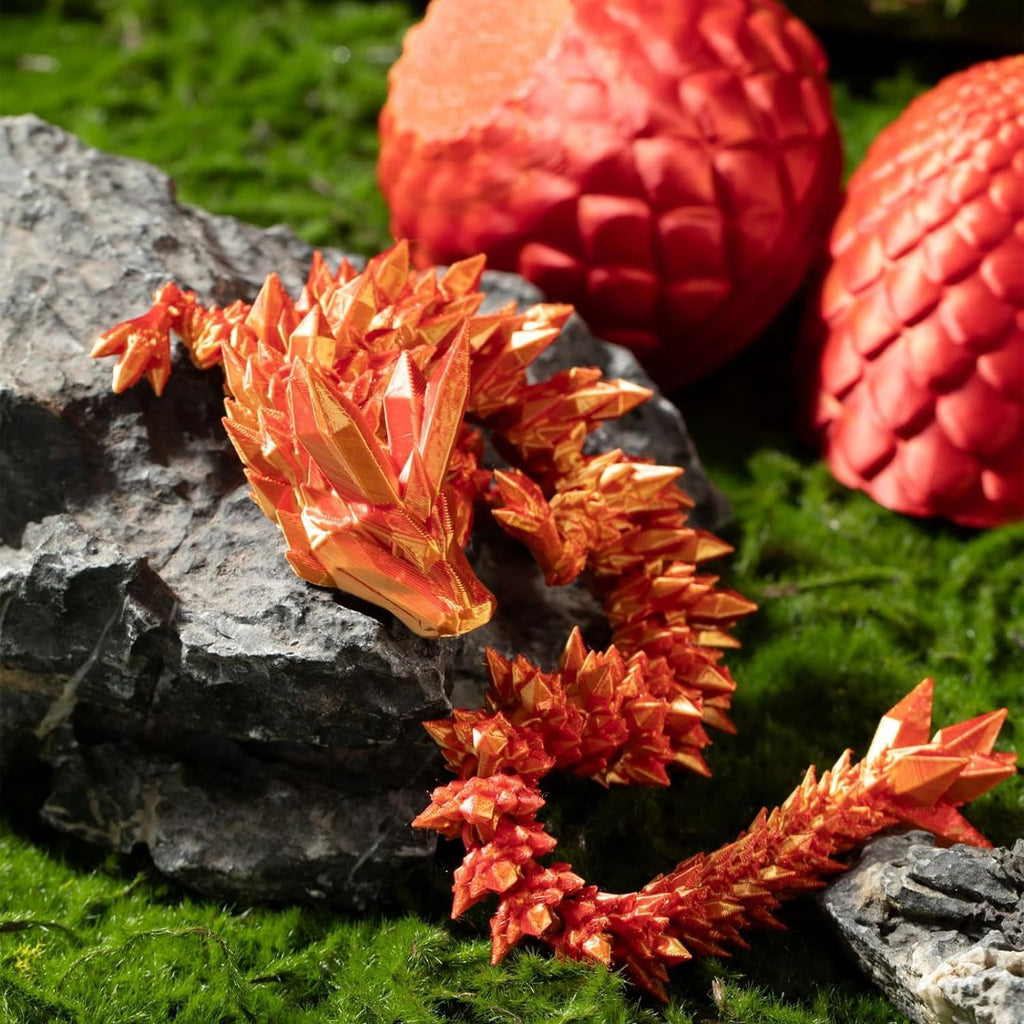 3D Printed Dragon Fidget Toys,12inch Flexible Dragon Toy 3D Printed Dragon Eggs with Dragon Inside,Easter Egg fillers,Easter Basket Stuffers,Easter Basket Essentials Fidget Toys