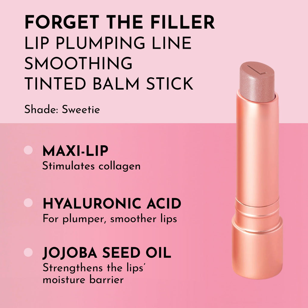Lawless Forget the Filler Lip Plumping Line Smoothing Tinted Balm - Sweetie - Premium Tinted Lip Balm with Natural Ingredients to Plump and Smooth Lips for a Firmer, Fuller Look - 0.09 oz