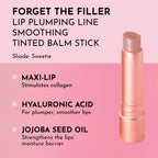 Lawless Forget the Filler Lip Plumping Line Smoothing Tinted Balm - Sweetie - Premium Tinted Lip Balm with Natural Ingredients to Plump and Smooth Lips for a Firmer, Fuller Look - 0.09 oz