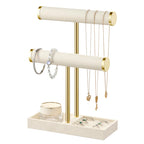 bussdis 2 Tier Bracelet Holder Display, Necklace Holder Organizer, Beige