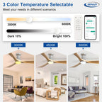 Depuley Ceiling Fans with Lights for Bedroom: 42 In Smart Low Profile Ceiling Fan with Voice Alex APP Remote Control - Wood Fandelier Flush Mount Fan 3 Blades Dimmable 3CCT Ultra Quiet