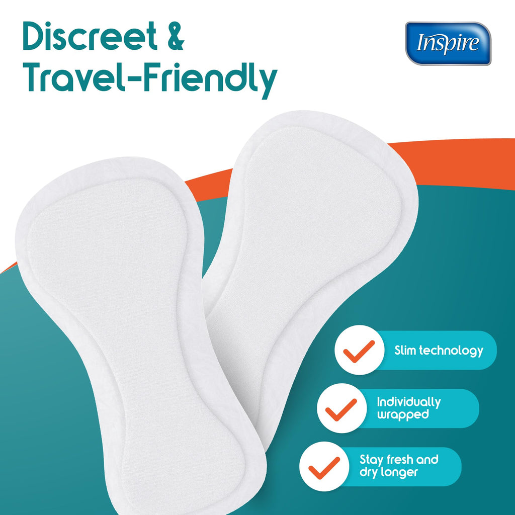 Inspire Ultra Absorbency Incontinence Booster Pads | Absorbs Over 4 Cups! | for Women or Men, Adhesive Strip Use in Incontinence Underwear and Diapers Leak-Free (66 Count)