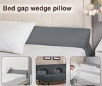 Vekkia Queen Bed Wedge Pillow/Headboard Pillow for Headboard Gap,Bed Gap Filler to Close Gap (0-3.5"),with Handy Pockets and Washable Cover- Grey