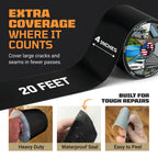 TITANPATCH PRO Waterproof Sealant Tape – Black 4" x20' – Stops Leaks Fast & Stays Sealed for 15+ Years – Sticks to RVs, Roofs, Pools, Boats, Gutters – Built for Harsh Weather (-40°F to 190°F)