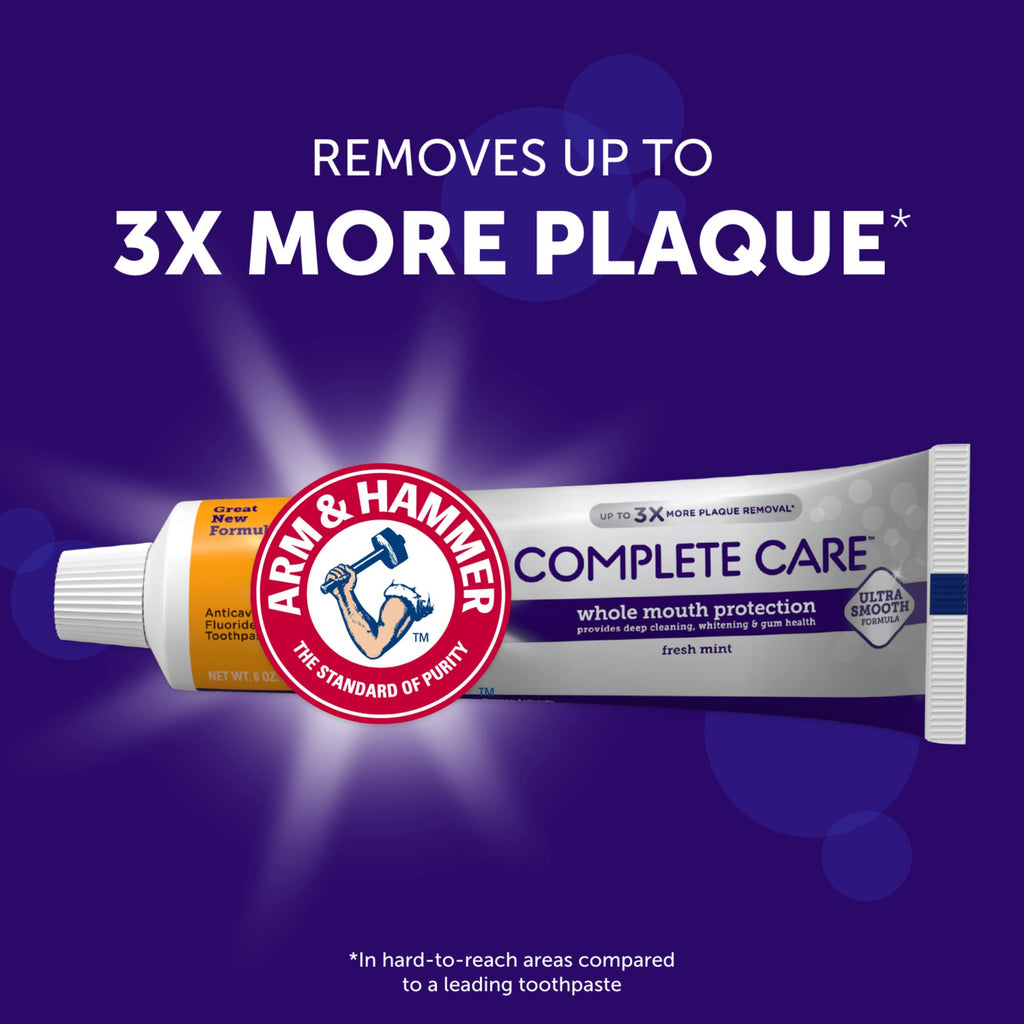 ARM & HAMMER Complete Care Toothpaste, Teeth Whitening Toothpaste, Fluoride, Whole Mouth Protection, Fresh Mint Flavor, 6.0 oz (Pack of 1)