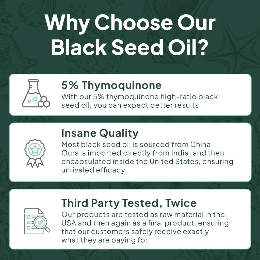 Organics Ocean Better Black Seed Oil Cold Pressed - Pure Nigella Sativa Oil for Immune Support - 5% Thymoquinone - Support Memory, Vitality, and Cellular Health - 6 Pack Bulk Supply