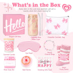 Gift Baskets for Women, 9pcs Birthday Gifts for Teenage Girls, Best Christmas Ideas Box w/Coquette Bow Aesthetic Cup Trendy Stuff for Her Teen Girl Sister Friend Friendship Sweet 16th 18th 21st Bday