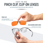 Spectra479 Blue Light Blocking Clip On Glasses - 99.9 Percent Effective Computer Glasses for Men & Women, Durable Lightweight, Reduce Eyestrain, Headaches and Improve Sleep (Nighttime Lens)