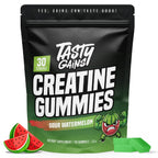 TASTY GAINS Creatine Gummies, 90g of Creatine, Non-GMO, Vegan - Build Muscle & Boost Strength for Men & Women (1g Creatine Monohydrate Per Gummy) Made in USA (90, Sour Watermelon)