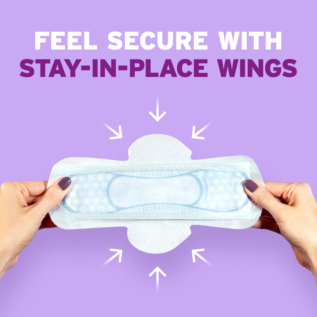 Poise Ultra Thin Incontinence & Postpartum Pads with Wings for Bladder Leaks, 4 Drop Moderate Absorbency, Regular Length, 54 Count, Packaging May Vary