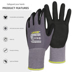 LOCCEF Work Gloves MicroFoam Nitrile Coated-6 Pairs,Seamless Knit Nylon Gloves,Gray Work gloves (Grey 36-Pairs, 10/XL)