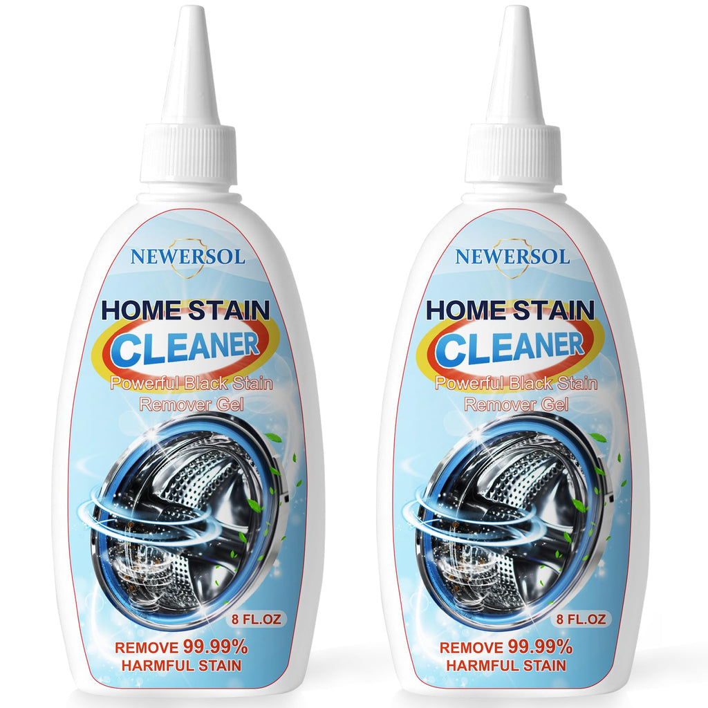 NEWERSOL Black Stain Remover Gel Washing Machine Cleaner Housefold Stain Removal Gel for Front Loader Washer Grout Cleaner Kitchen Sink Showers Bathroom and Floor Tile 8Fl Oz（2-Pack）