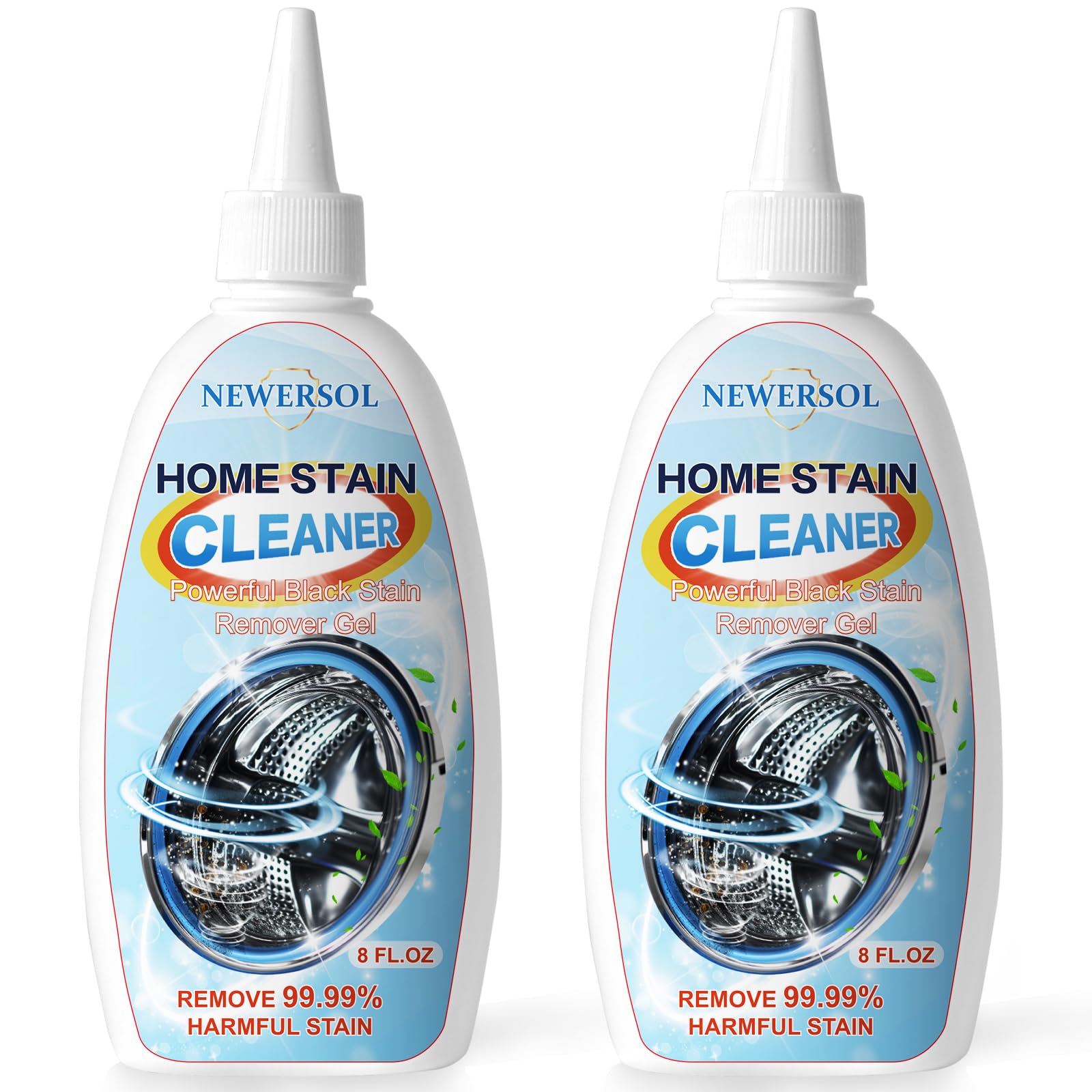 NEWERSOL Black Stain Remover Gel Washing Machine Cleaner Housefold Stain Removal Gel for Front Loader Washer Grout Cleaner Kitchen Sink Showers Bathroom and Floor Tile 8Fl Oz（2-Pack）