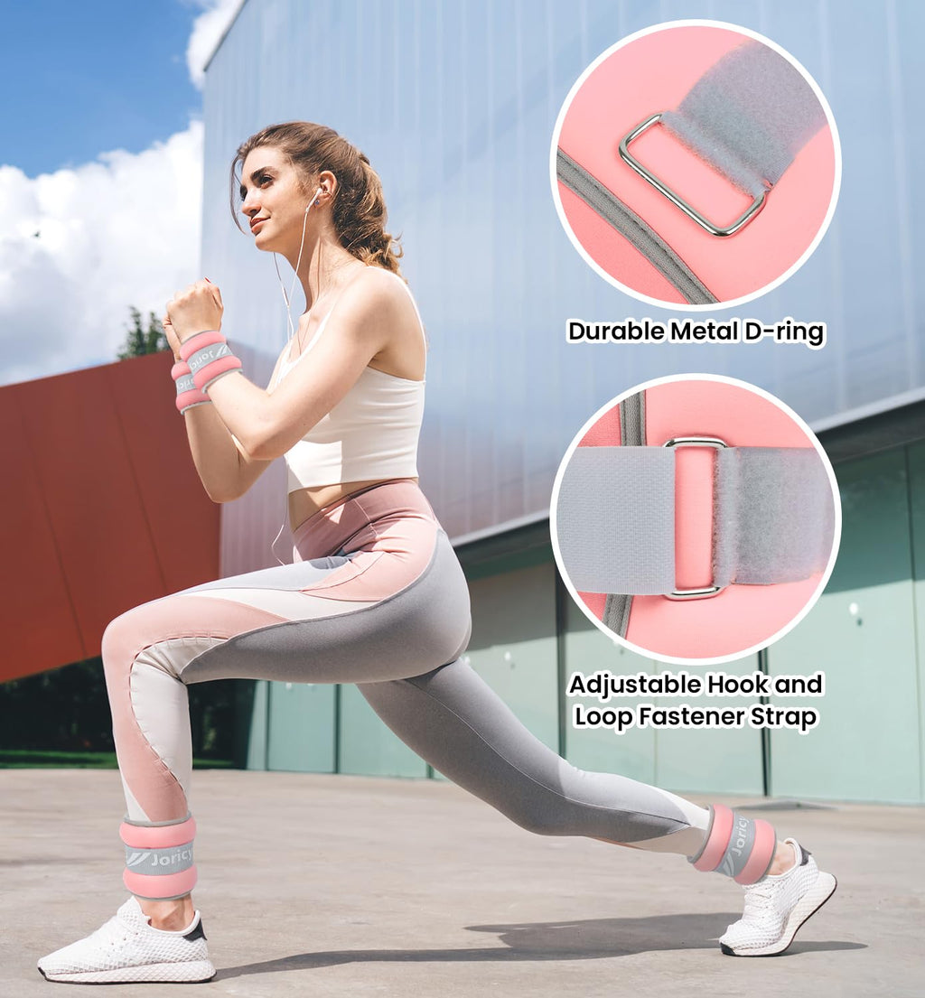 Ankle Weights, Wrist Leg Arm Weights for Women Men Kids with Adjustable Straps, Strength Training Weighted for Jogging, Running, Walking, Fitness, Gym Workout - 1LBS Pair (0.5 LB Each Weight), Light