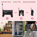 DUHKOI Collapsible Wagon Cart with Wheels Foldable,11 Lbs Lightweight Portable Folding Utility Wagon,90 L Heavy Duty Grocery Shopping Carts,Versatile for Garden Sports Camping Outdoor Use (Black Gray)