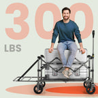 Overmont 200L Collapsible Wagon with Tailgate, 300 lb Heavy Duty Cart