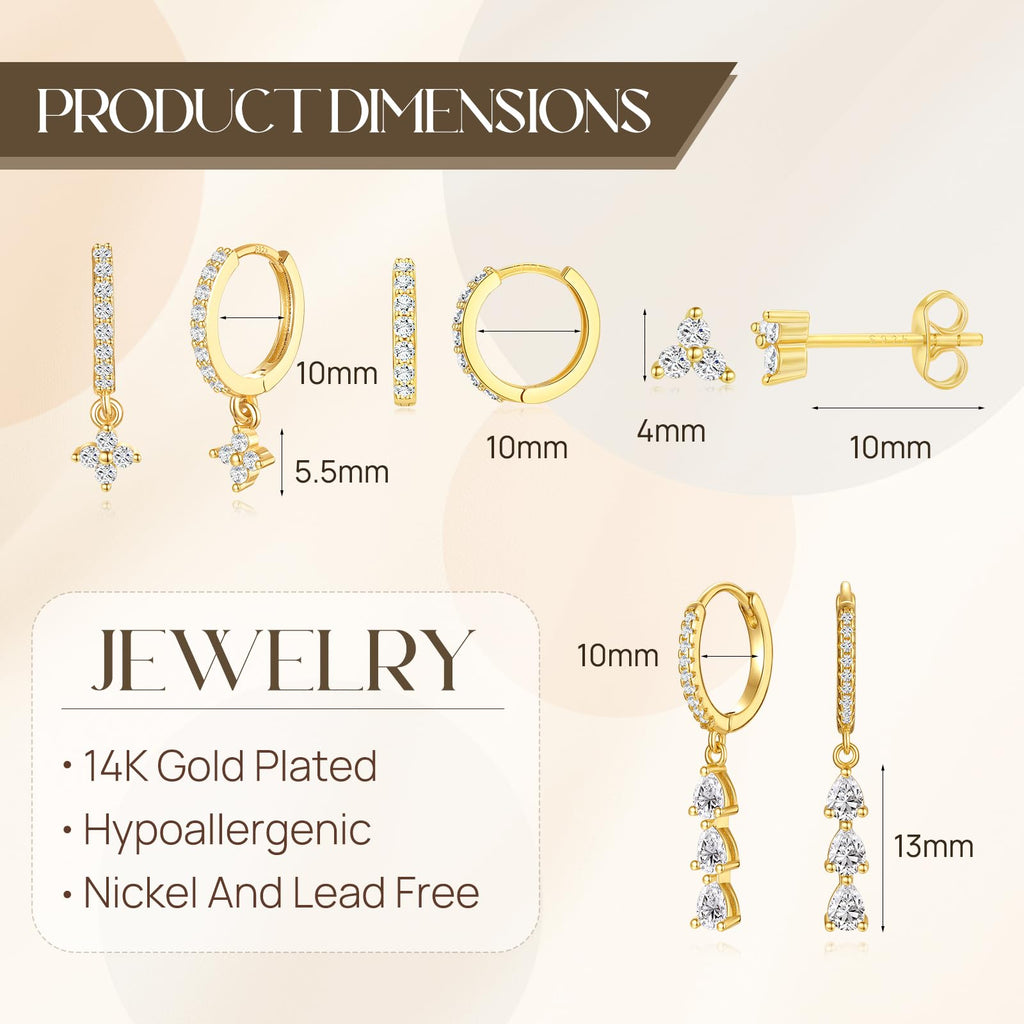Quinby Earrings For Women Trendy,14k Gold Plated Drop Earring For Women,Hypoallergenic Gold Earrings Dangle,Prom Earring Jewelry For Gift