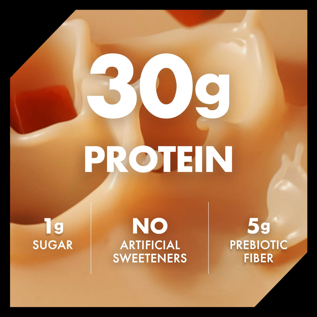 Oikos Protein Shake, Salted Caramel, 30g High Protein Drinks, Shelf Stable, Ready to Drink, 5g Prebiotic Fiber, 12 fl oz Bottle, 12 Count